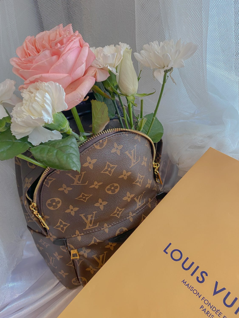 Louis Vuitton bag with its monogram LV on the bag